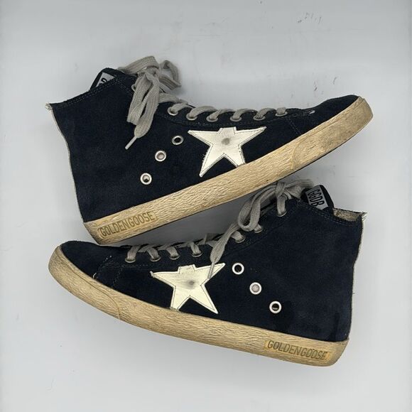 Golden Goose Deluxe Brand Francy High-Top Sneakers DU size 37/ US 7 Navy - Picture 9 of 13